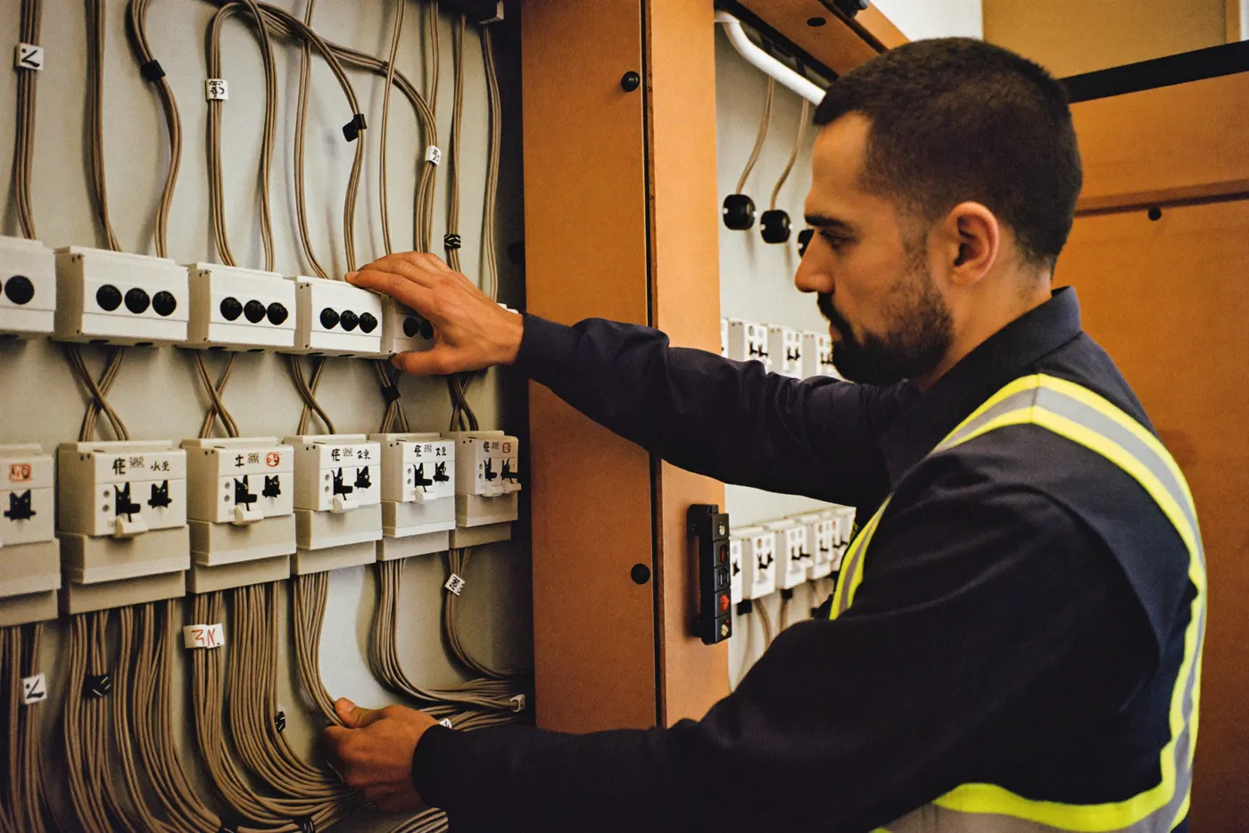 Electricista montando un cuadro eléctrico ordenado y a normativa en Santa Coloma de Gramenet